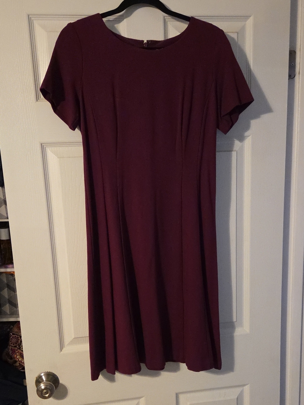 Talbots Short-Sleeve A-Line Dress in Plum